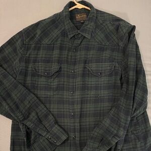 XL Green Lucky Brand Glass Button Flannel